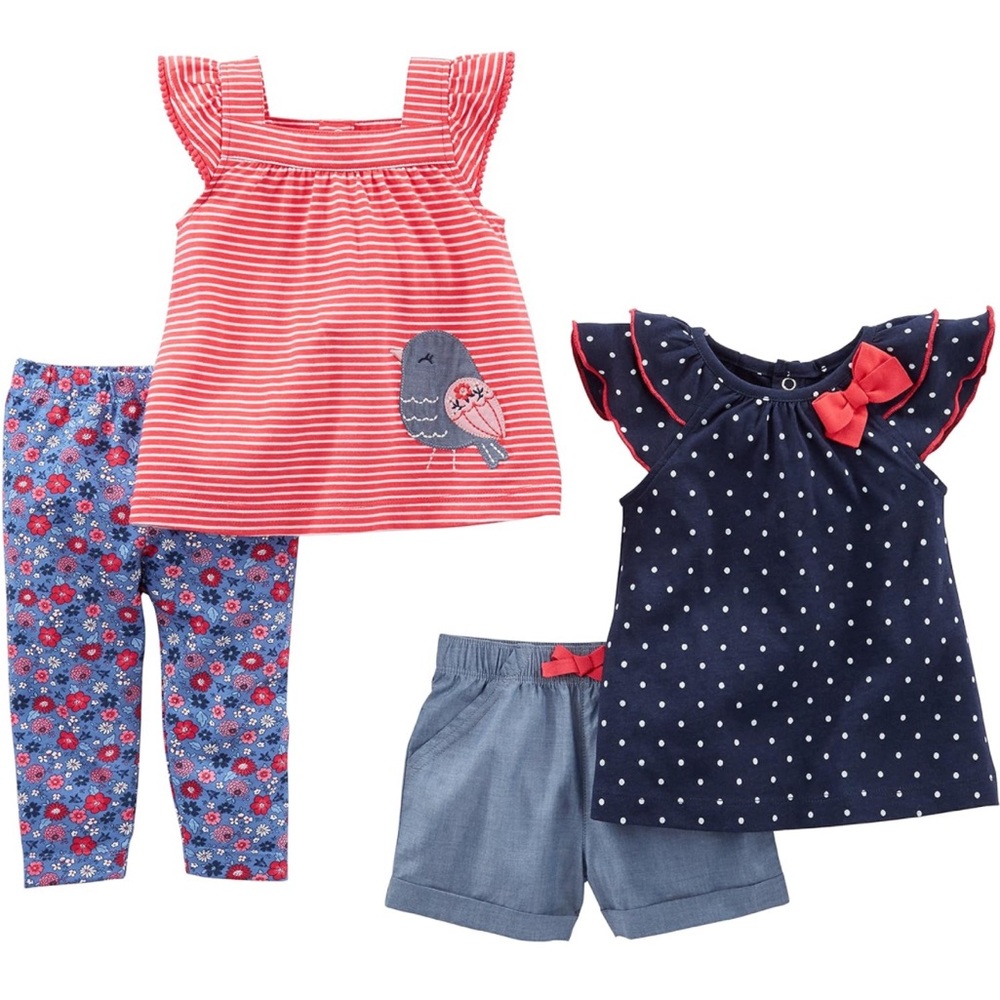 Simple Joys by Carter's Baby👶🏼Girls👧🏻4Pc Playwear Set Sz 0-3M